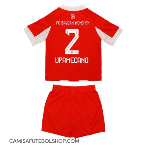 Camisa de time de futebol Bayern Munich Dayot Upamecano #2 Replicas 1º Equipamento Infantil 2025-26 Manga Curta (+ Calças curtas)
